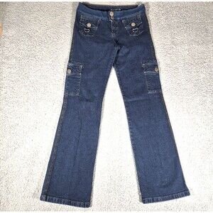 Vtg Vento LIVRE Designer Jeans Woman's Fits 29x33.5 Cargo Pockets Low Rise Dark